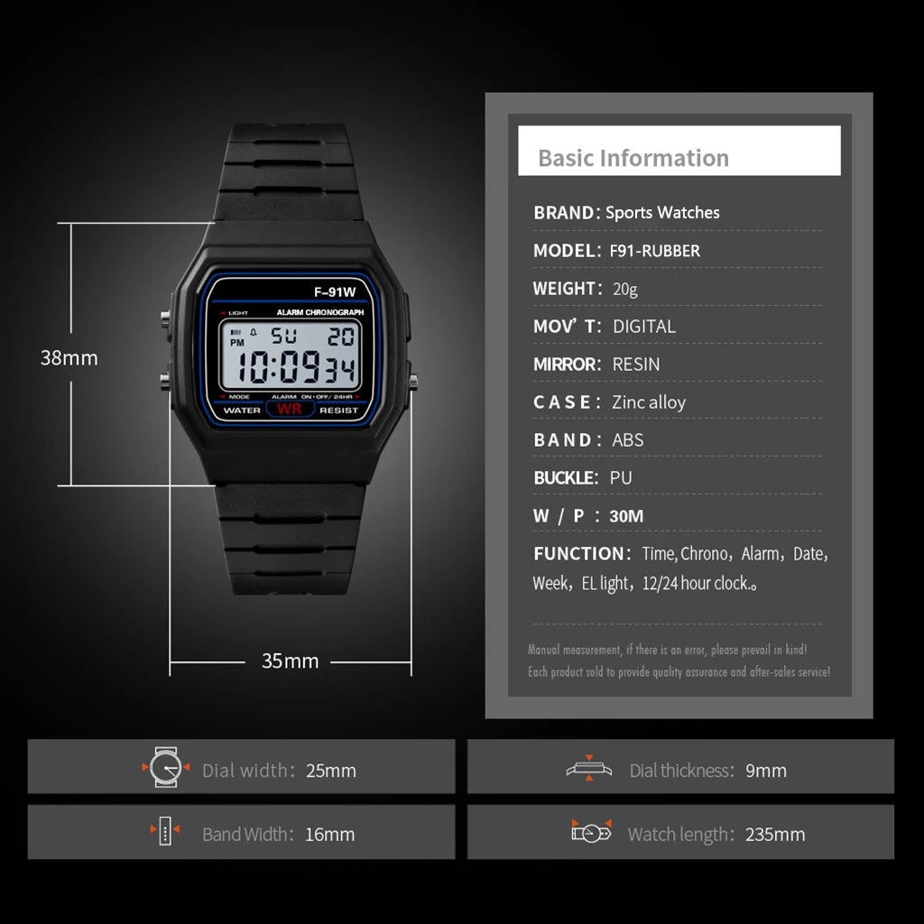 Digital Sport Wrist Watch With LED Backlight & Alarm