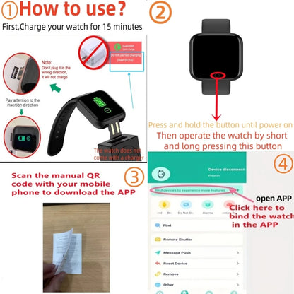 Fitness Tracker Smart Watch With Heart Rate & Alerts